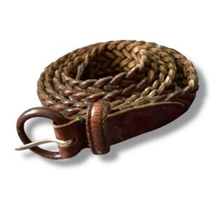 Vintage Dockers Brown Braided Leather Belt Men's Size 42 Classic Preppy Office